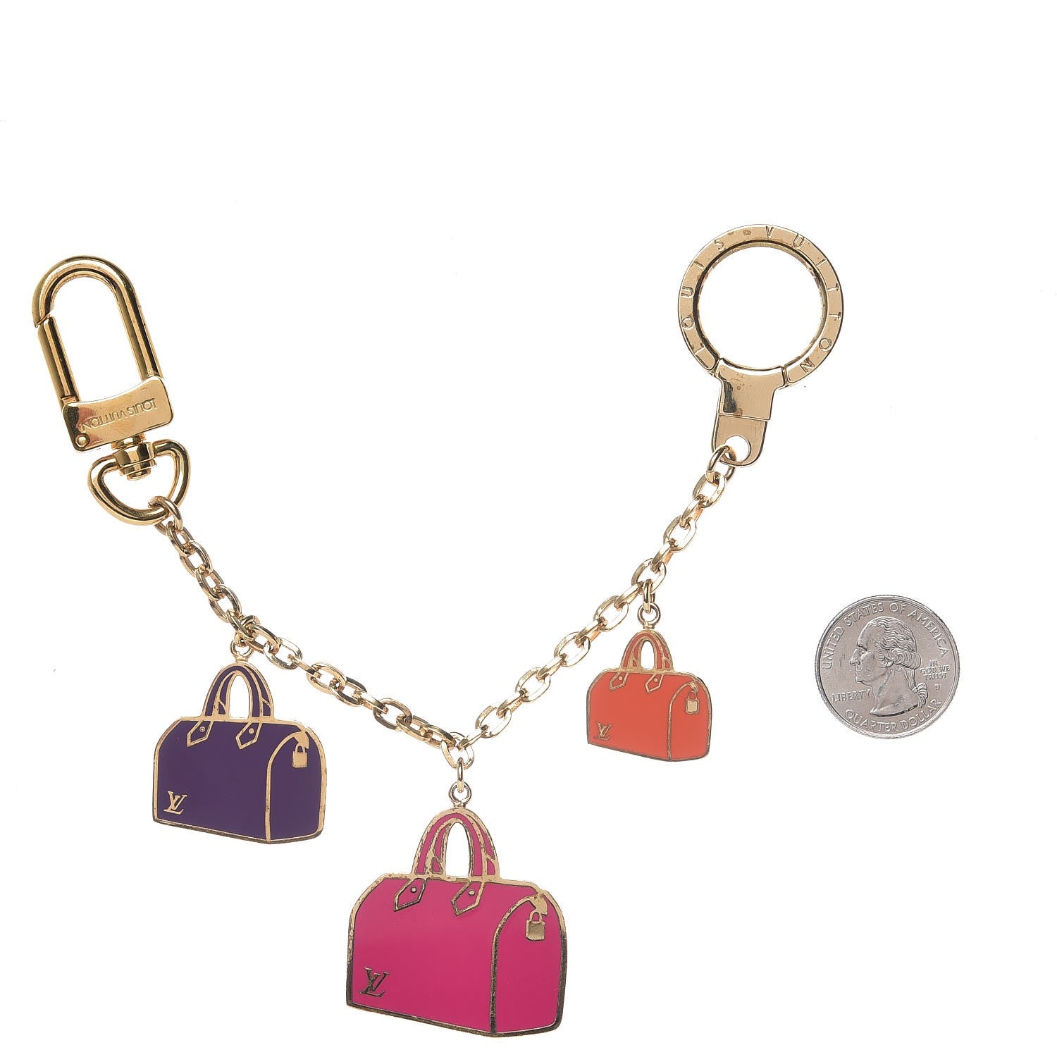 Louis Vuitton Enamel Iconic Speedy Bag Charm Chain Gold 2 of 3