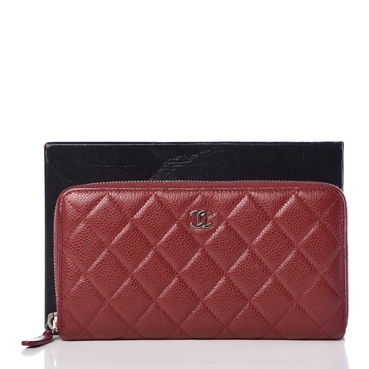 Chanel Caviar Quilted Large Gusset Zip Around Wallet Red 9 of 11