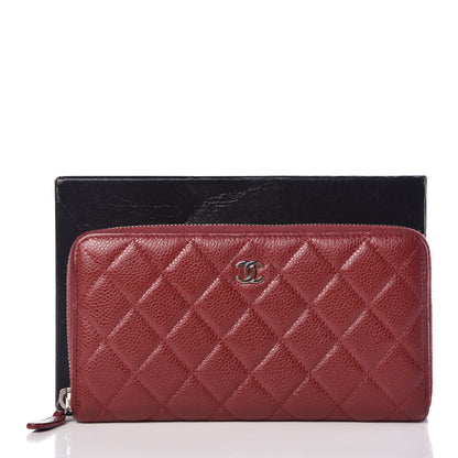 Chanel Caviar Quilted Large Gusset Zip Around Wallet Red 9 of 11