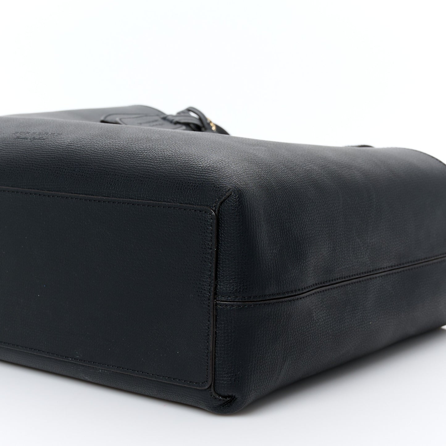 Grainy Calfskin Haymarket Check Medium Reversible Tote Black
