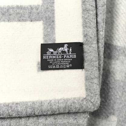 Hermes Wool Cashmere Avalon III Blanket Ecru Gris Clair 3 of 3