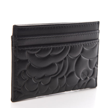 Chanel Lambskin Camellia Embossed Card Holder Black 3 of 9