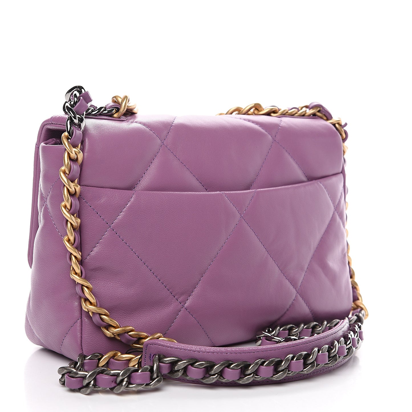 Goatskin Quilted Medium 19 Flap Violet Purple