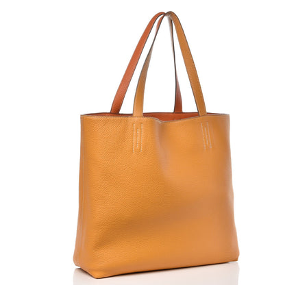 Hermes Taurillon Clemence Double Sens 36 Reversible Tote Orange Curry 4 of 15