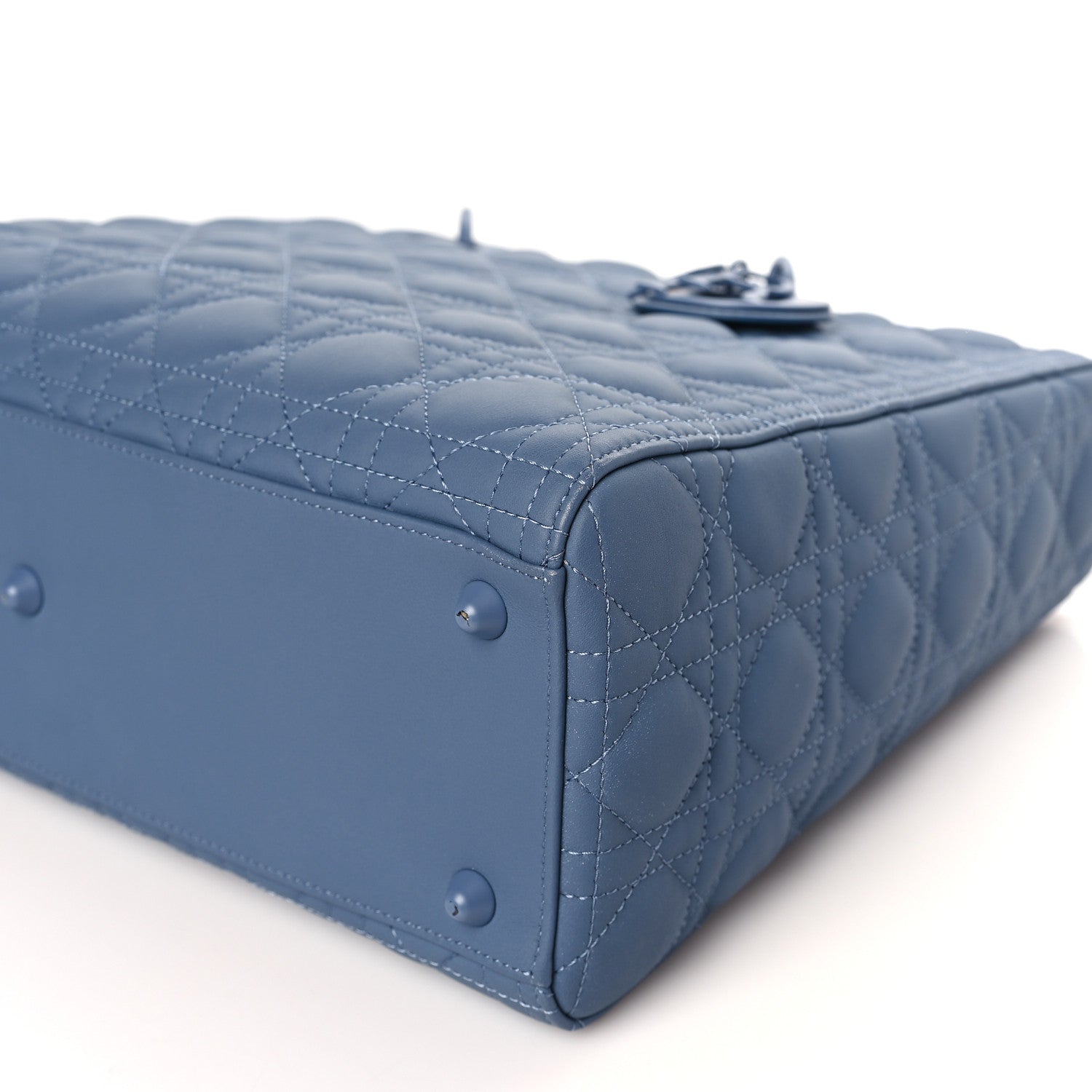 Christian Dior Ultra Matte Calfskin Cannage Large Lady Dior Denim Blue 9 of 9