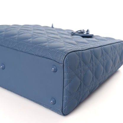 Christian Dior Ultra Matte Calfskin Cannage Large Lady Dior Denim Blue 9 of 9