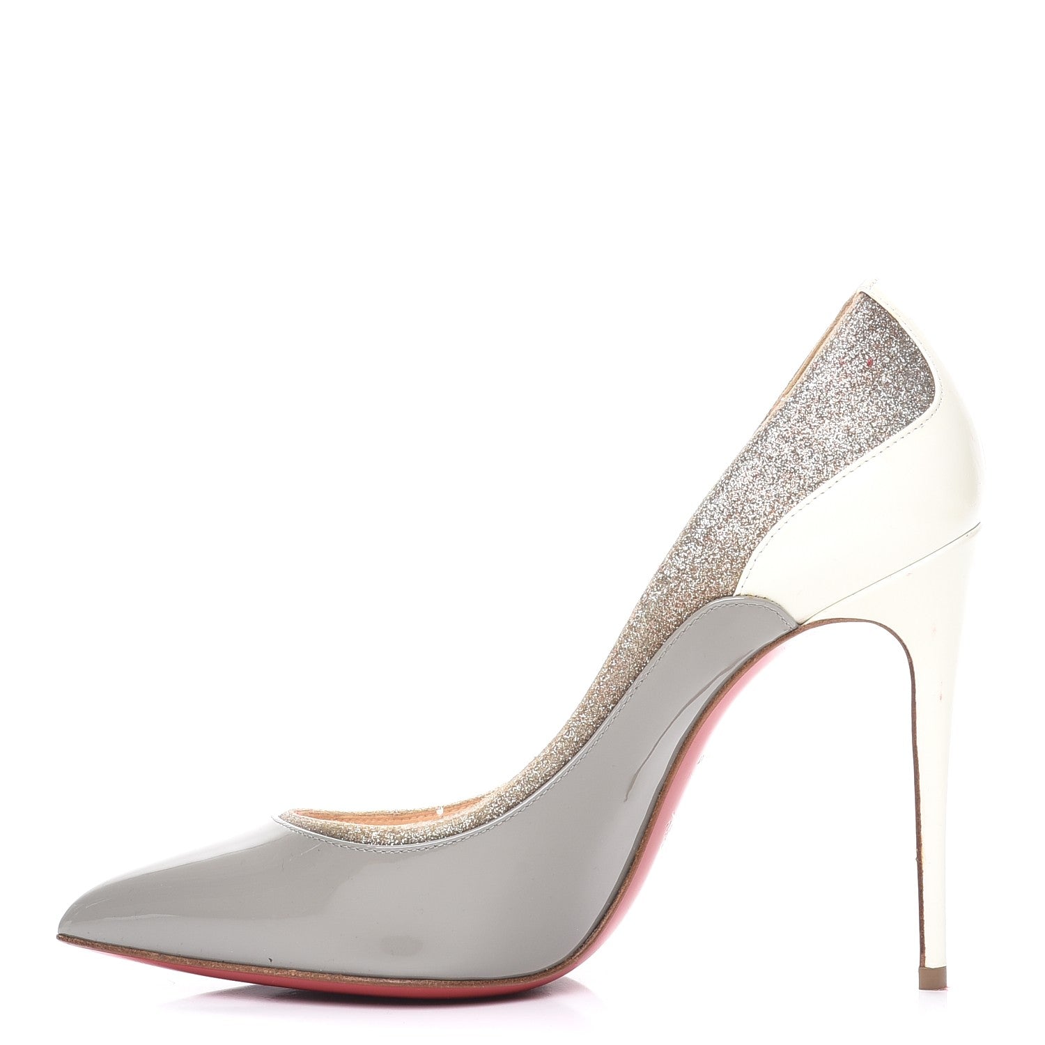Christian Louboutin Glitter Patent Tucsick 100 Pumps 36 Grey 1 of 7