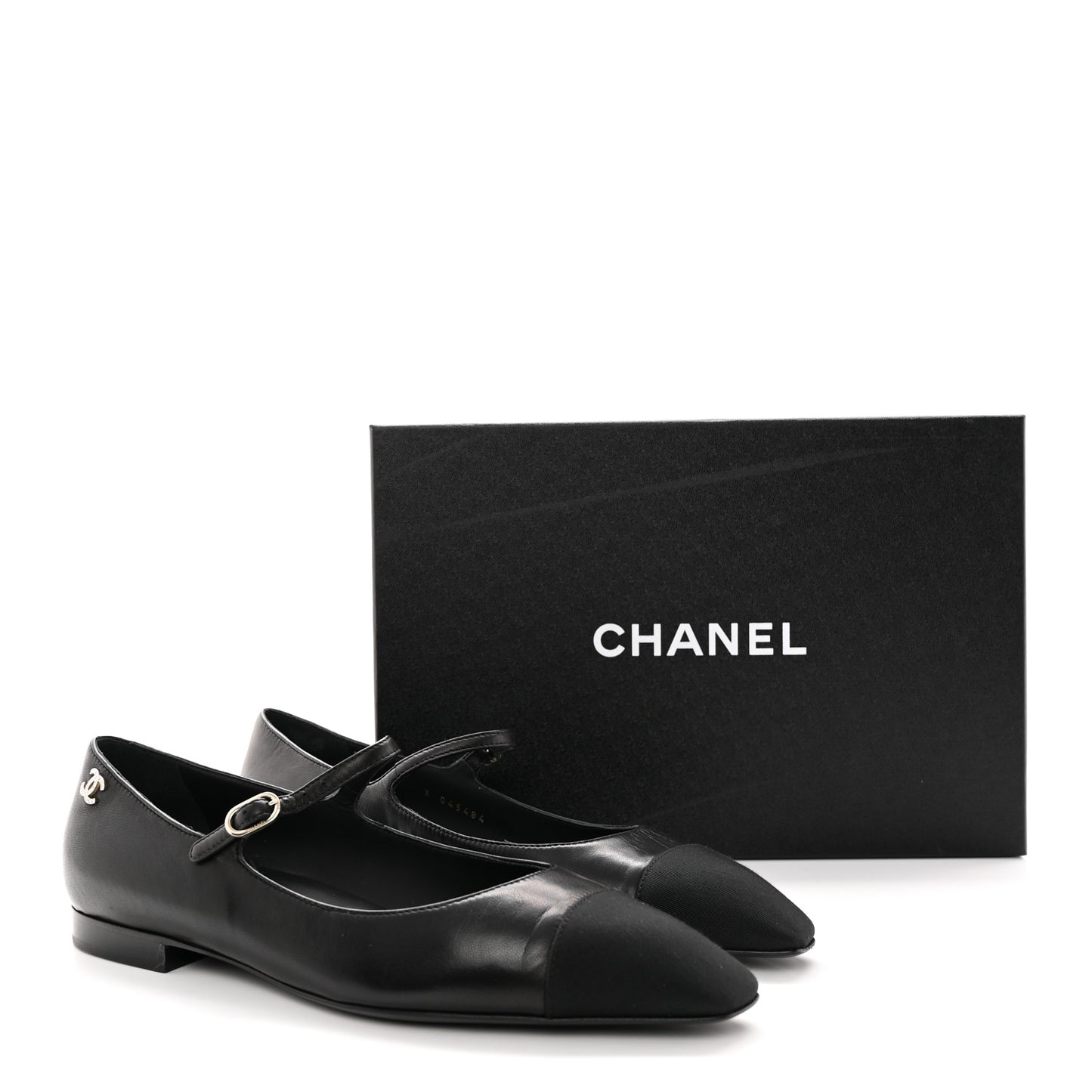Lambskin Grosgrain Cap Toe CC Mary Jane Flats 39.5 Black
