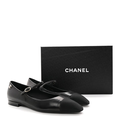 Chanel Lambskin Grosgrain Cap Toe CC Mary Jane Flats 39.5 Black 14 of 14