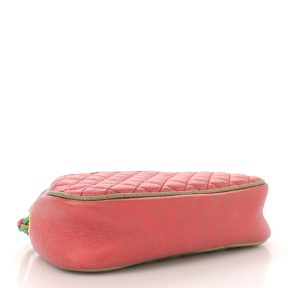 Gucci Laminated Nappa Trapuntata Mini Zumi Dome Shoulder Bag Rosso Jasmine Green Rame 4 of 12