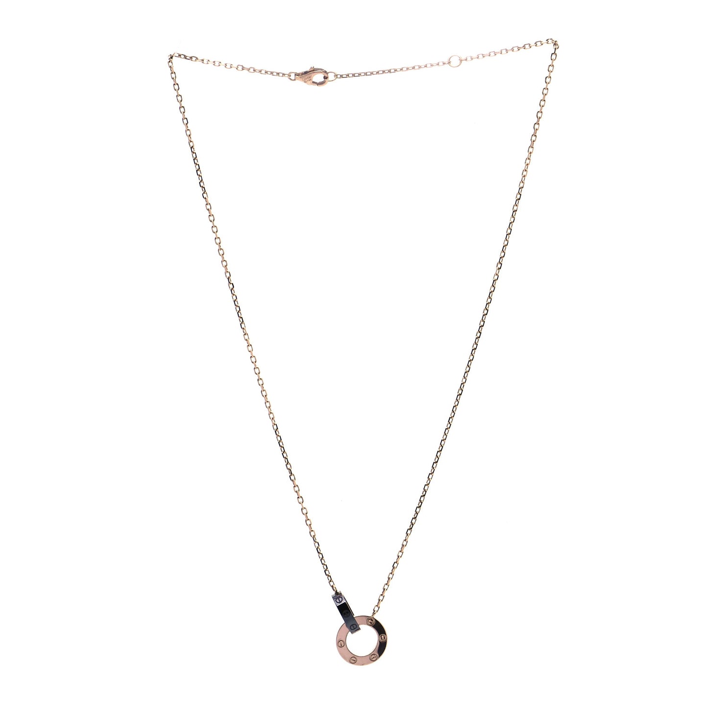 18K Pink Gold Black Ceramic Diamond Interlocking LOVE Necklace