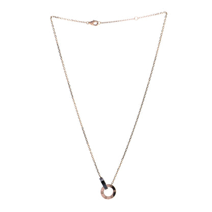 Cartier 18K Pink Gold Black Ceramic Diamond Interlocking LOVE Necklace 2 of 5