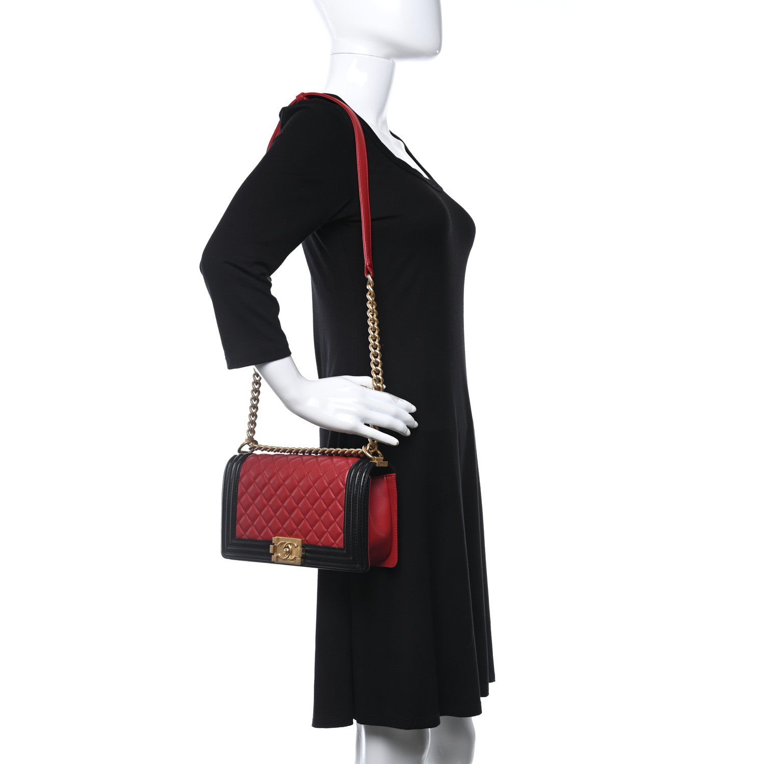 Chanel Lambskin Quilted Medium Boy Flap Dark Red Black 2 of 10