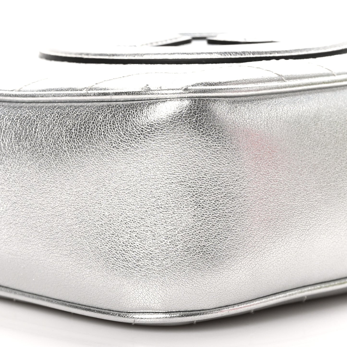 Metallic Sakai Be Green Calfskin Diagonal Stitched Small Blondie Shoulder Bag Silver