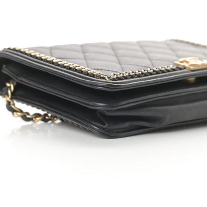 Chanel Calfskin Quilted Chain Around Boy Wallet On Chain WOC Black 10 of 14