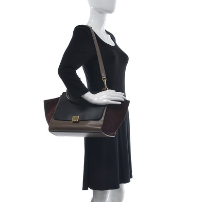 Celine Smooth Calfskin Suede Medium Tri-Color Trapeze Burgundy 2 of 21