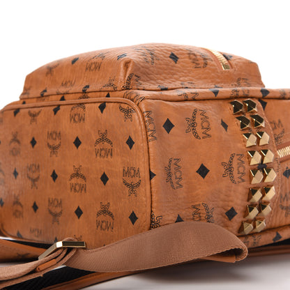 MCM Visetos Small Side Stud Stark Backpack Cognac 7 of 9