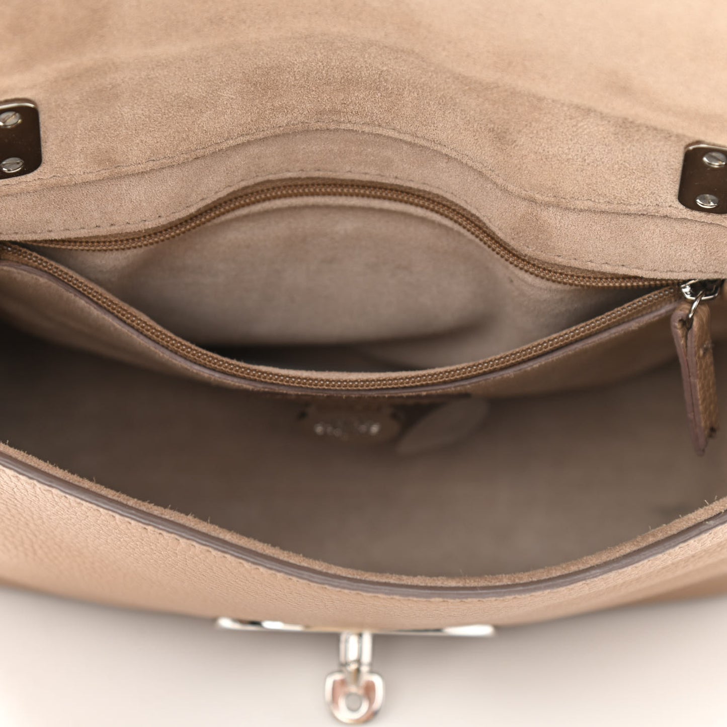 Small Classic Grain Calfskin Small Lily Flap Mushroom Grey