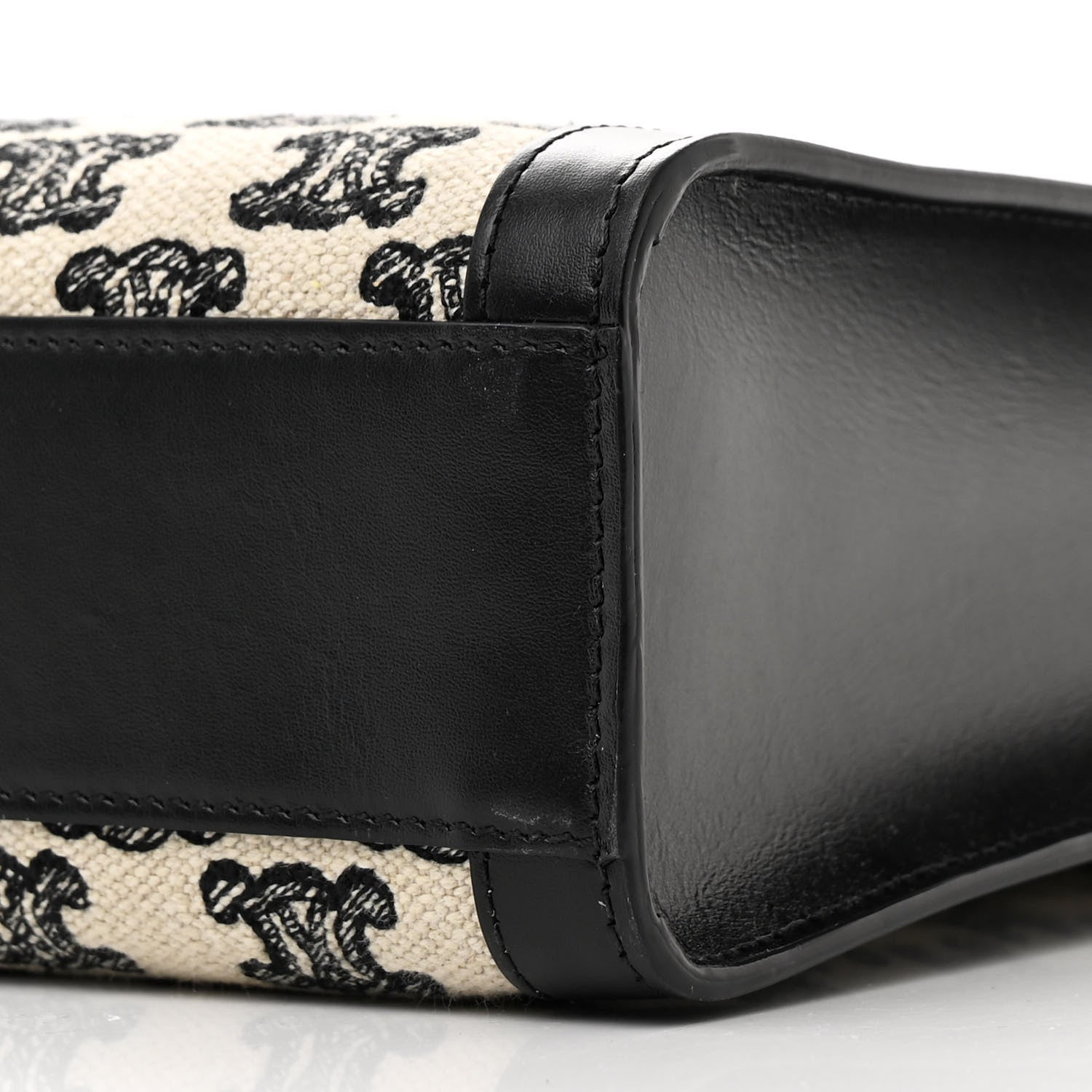 Celine Canvas Calfskin Triomphe Small Vertical Cabas Black White 10 of 12