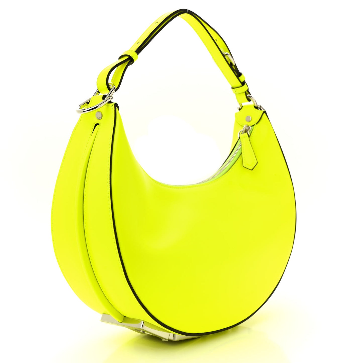 Vitello Grace Matte Small Fendigraphy Hobo Bag Neon Yellow