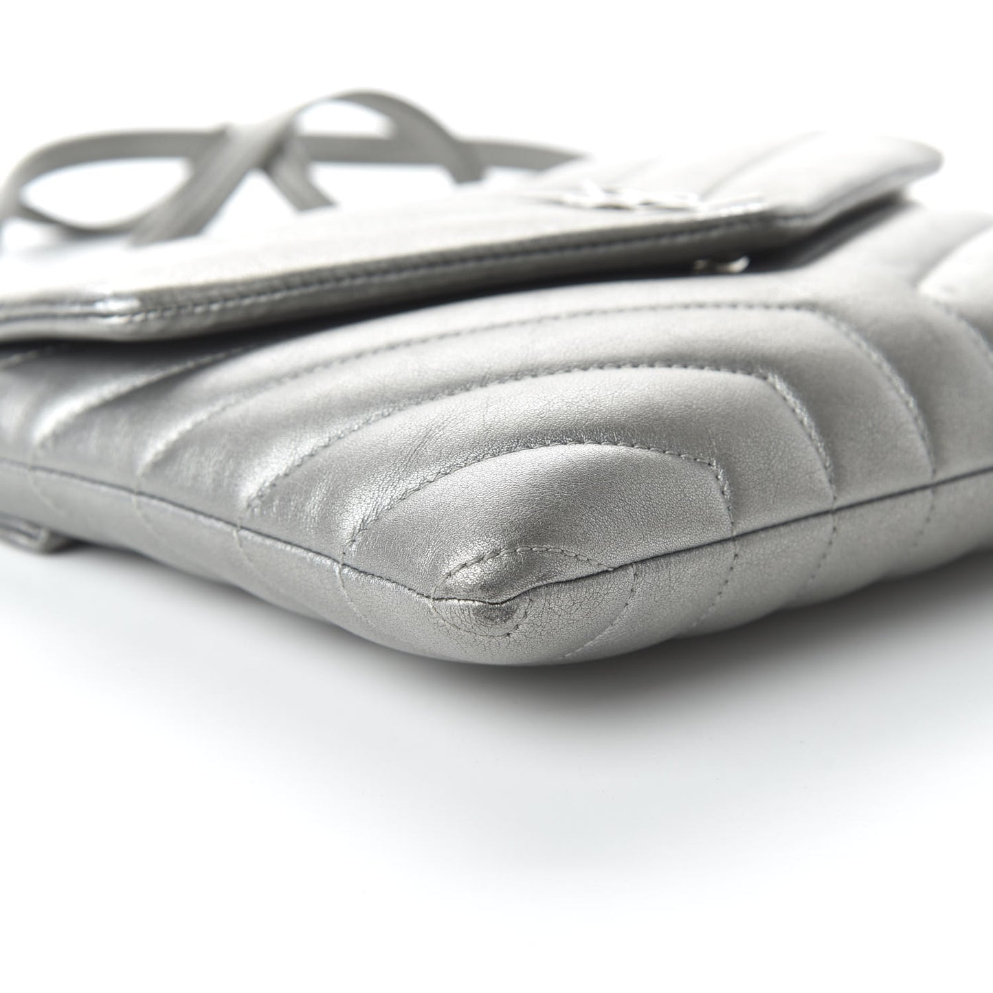 Calfskin Y Quilted Monogram Loulou Flap Bag Argento