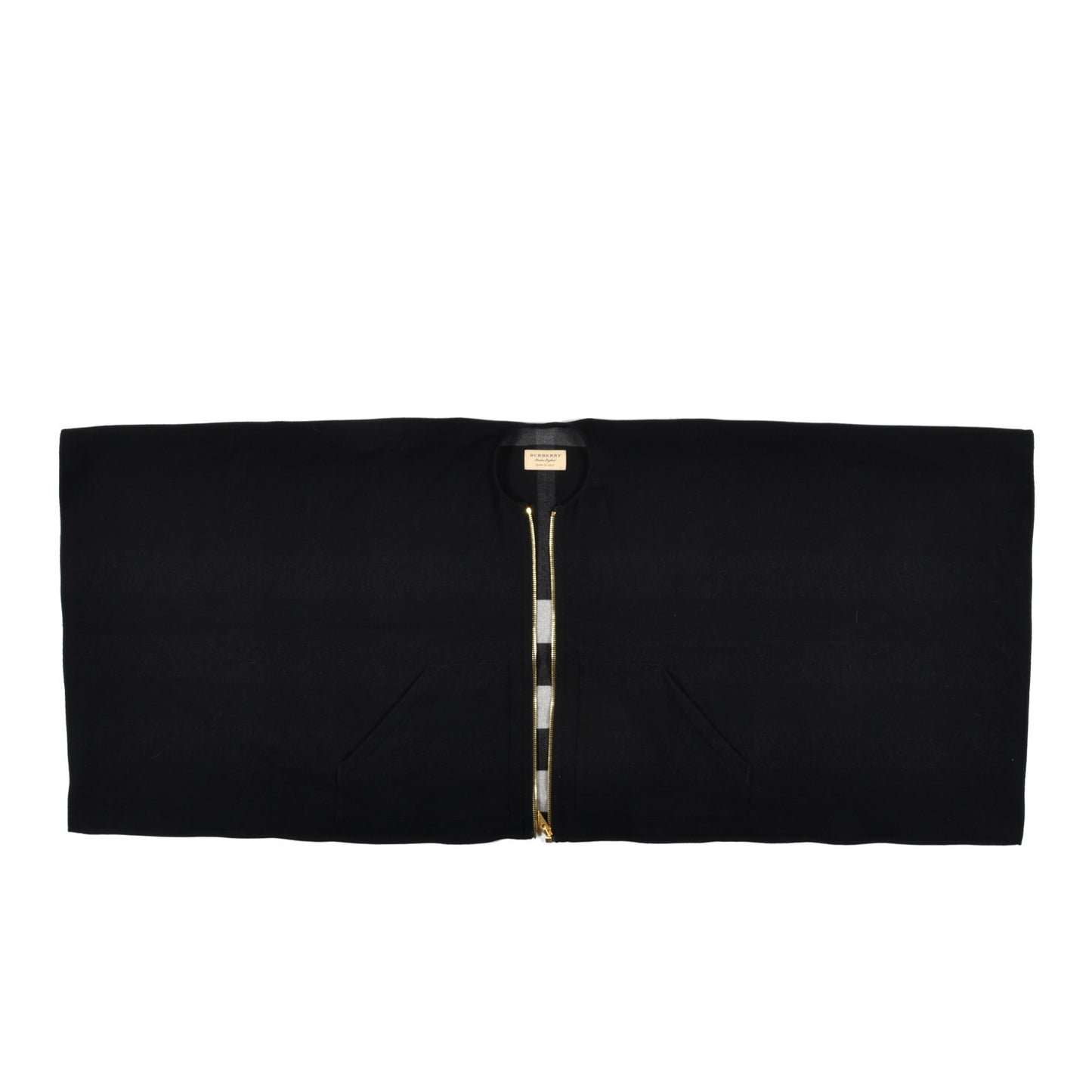 Wool Check Reversible Charlotte Zip Poncho Black