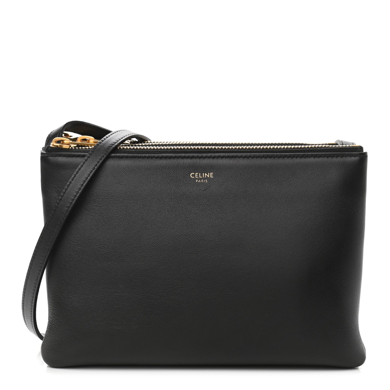 Celine Lambskin Small Trio Crossbody Bag Black 1 of 13
