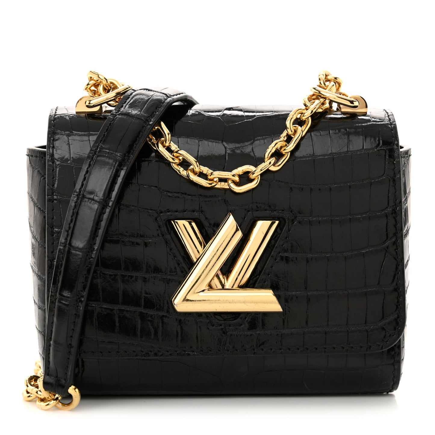 Crocodile Twist Mini Shoulder Bag Black