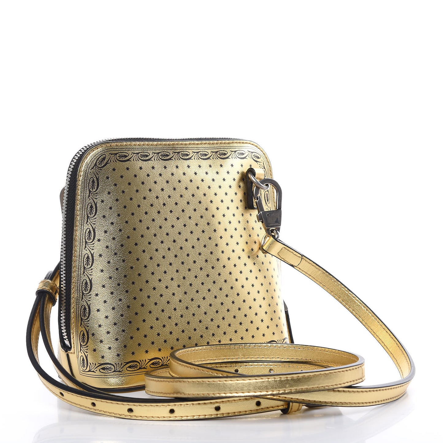 X SEGA Calfskin GUCCY Stars Mini Dome Shoulder Bag Gold