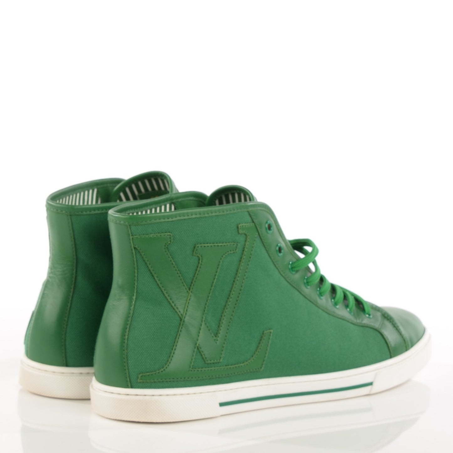 Canvas Leather High Top Sneakers 8 Green
