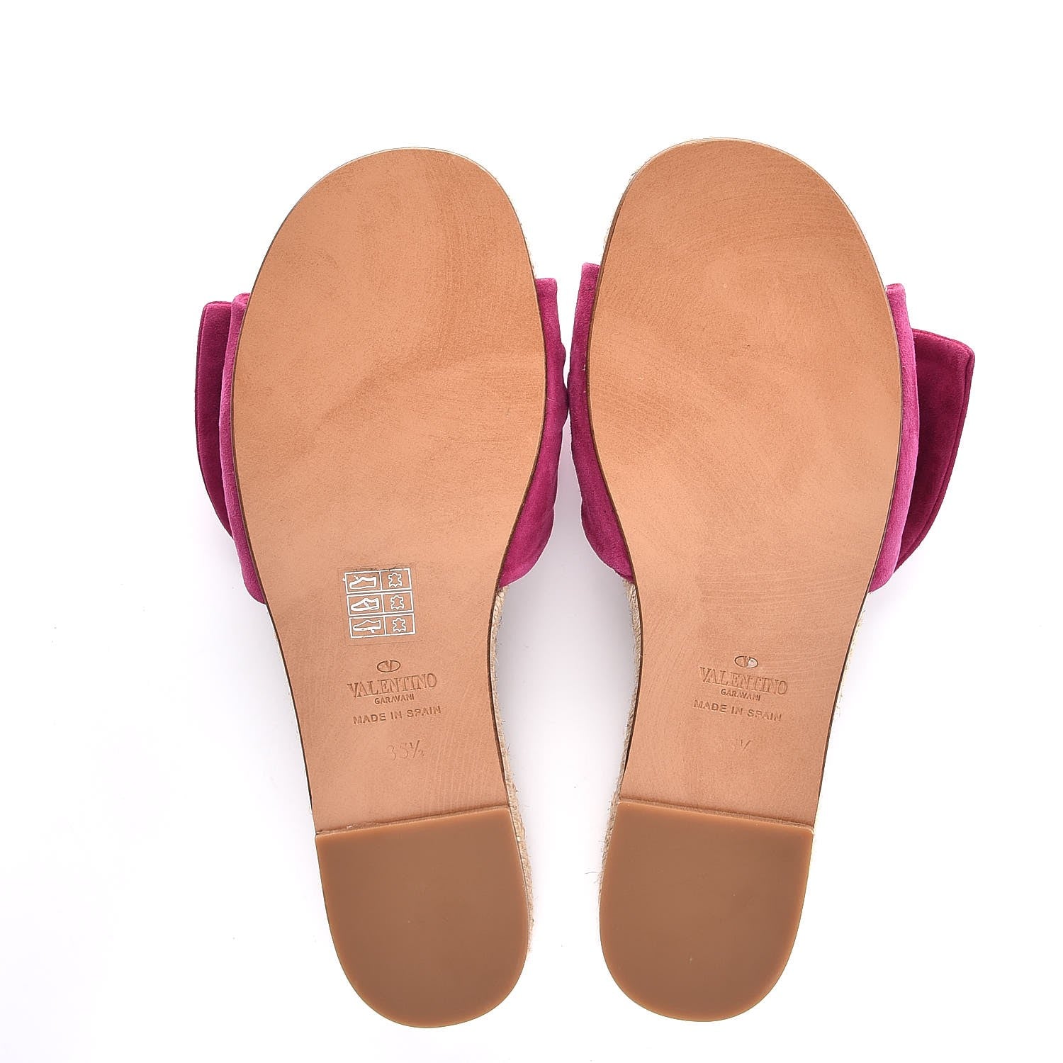 Valentino Garavani Suede Tropical Bow Espadrille Flat Slide Sandals 35.5 Deep Cyclamin 5 of 9