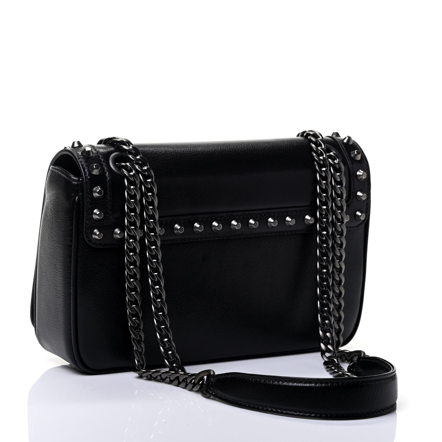 Prada Glace Calfskin Studded Crossbody Black 2 of 4