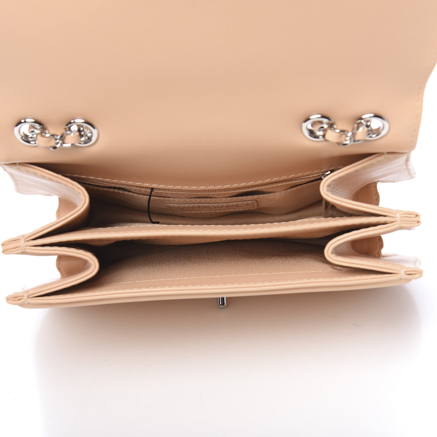 Calfskin Medium Braided Chic Flap Beige