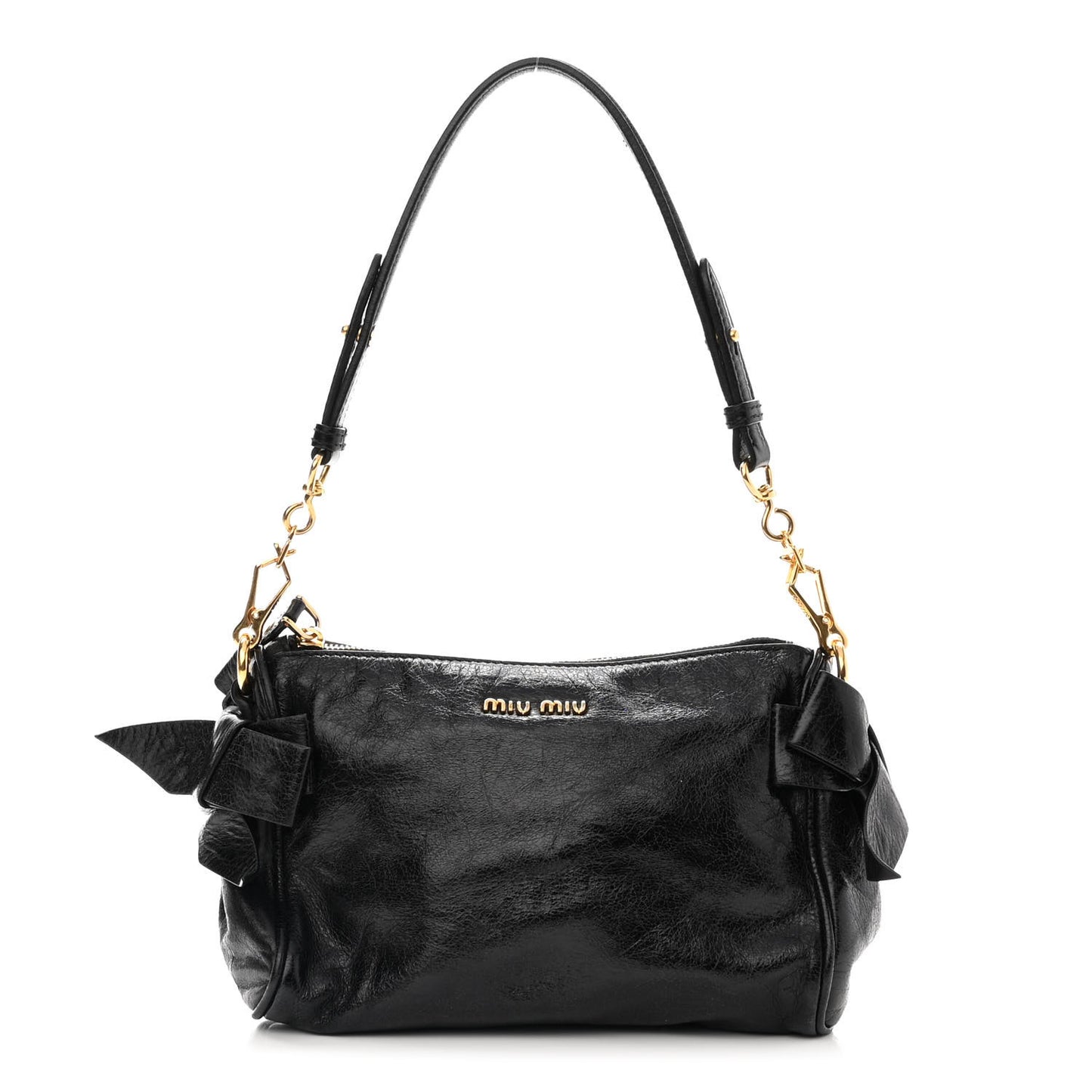 Vitello Lux Bow Bag Black