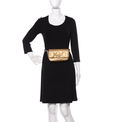 Chanel Metallic Goatskin Quilted Chanel 19 Waist Bag Gold 2 of 11