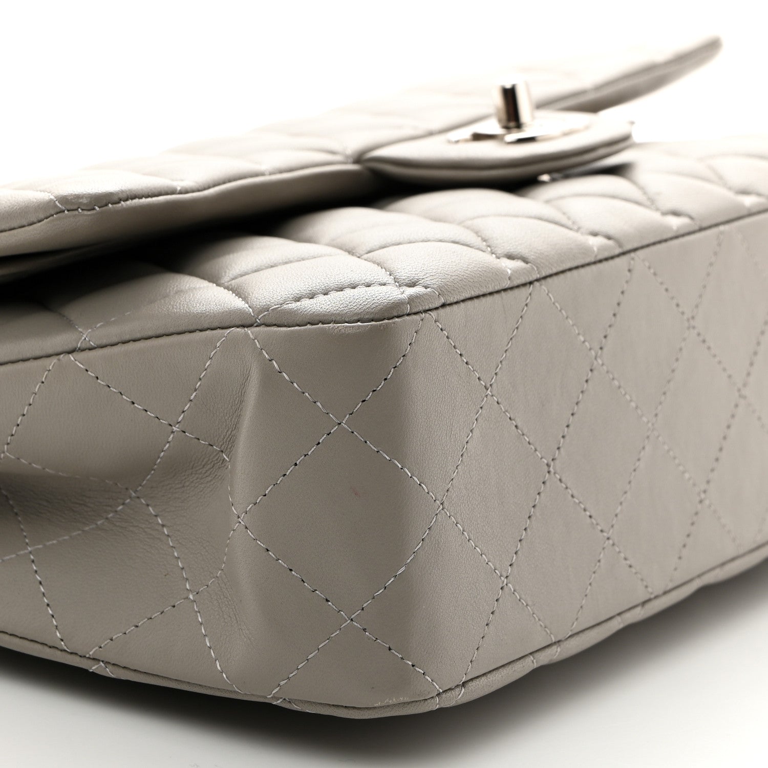 Chanel Lambskin Quilted Medium Double Flap Grey 8 of 9