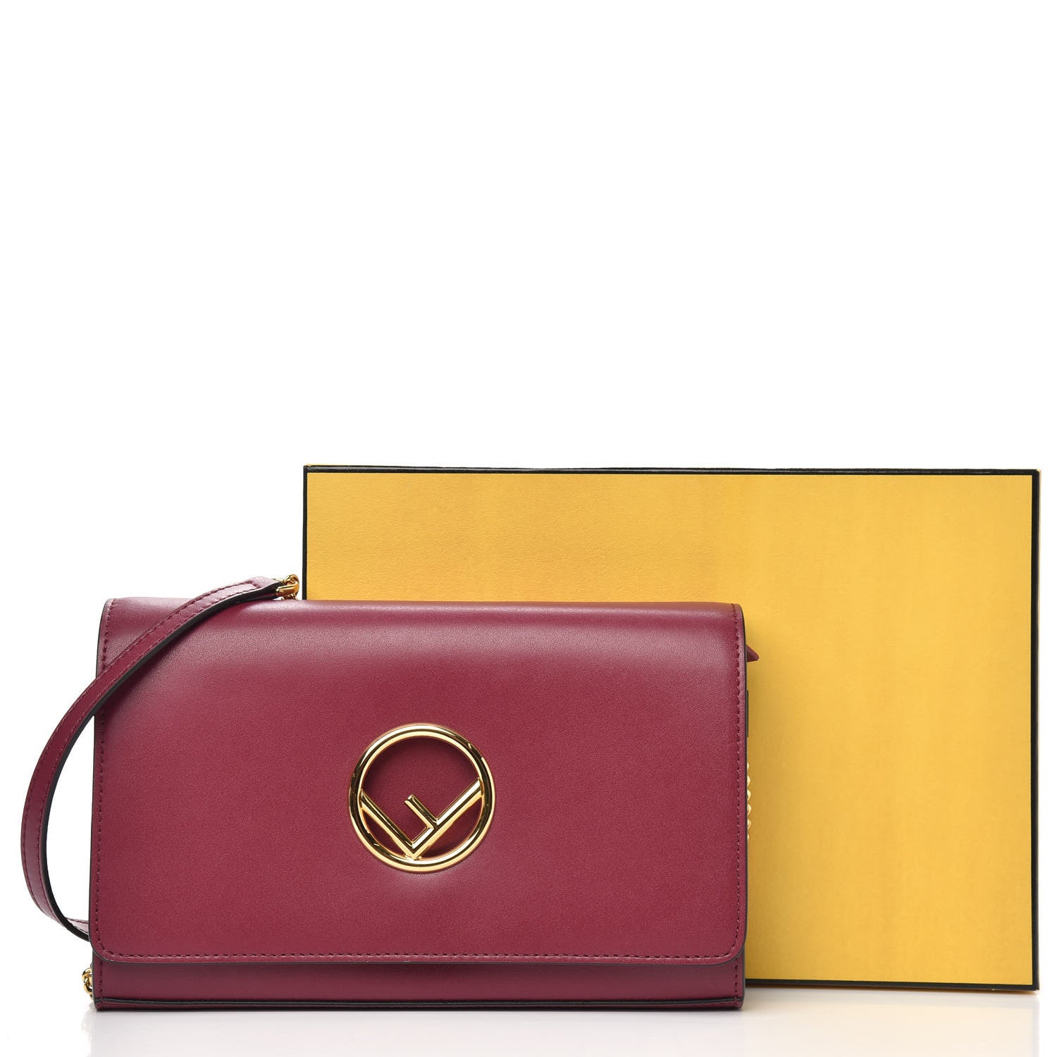 Fendi Vitello Liberty Lucido F is Fendi Wallet on Chain Black Cherry 10 of 10
