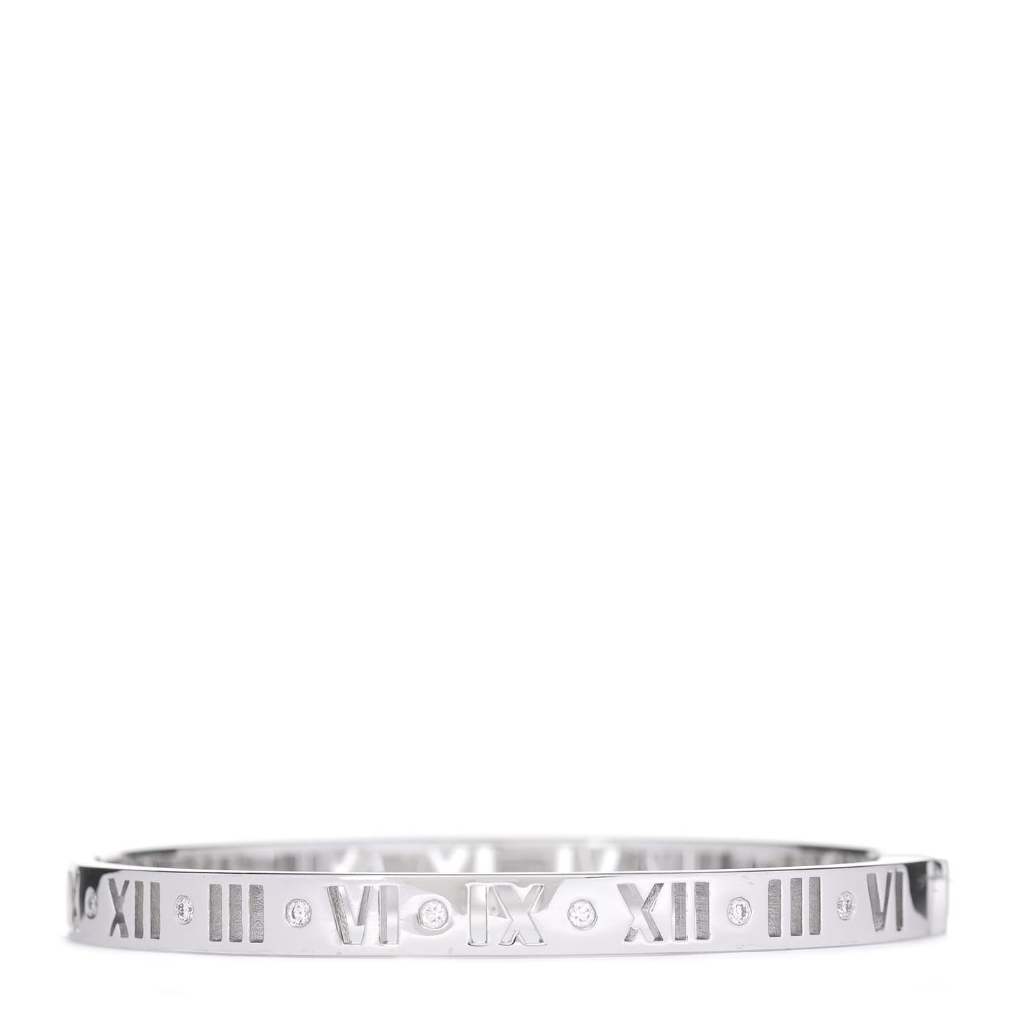 18K White Gold Diamond Atlas Pierced Hinged Bangle Bracelet