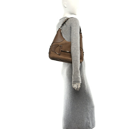 Gucci Calfskin Suede Large Horsebit Web Hobo Tan 2 of 10
