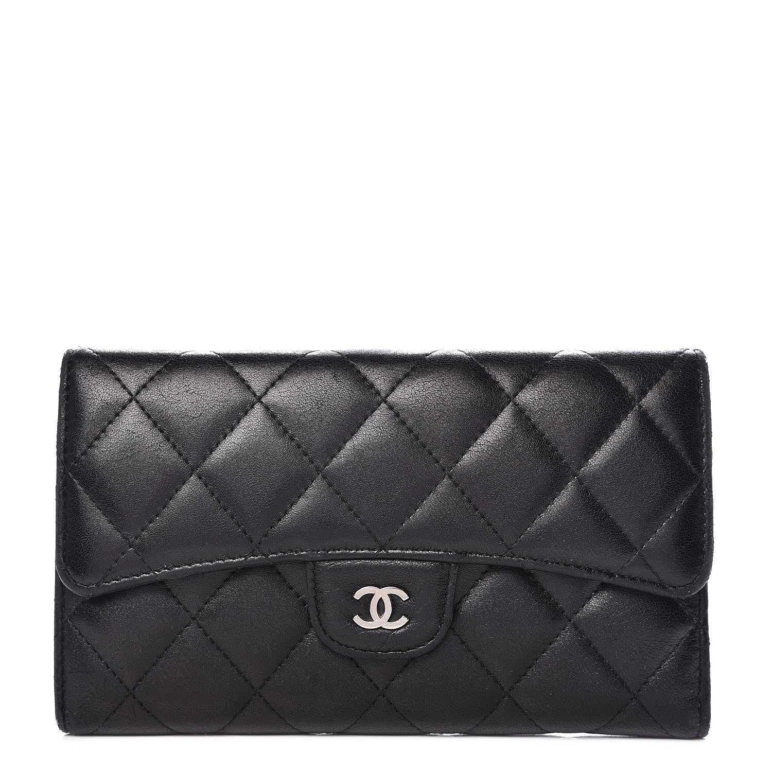 Chanel Lambskin Quilted Large Flap Wallet Black 1 of 10