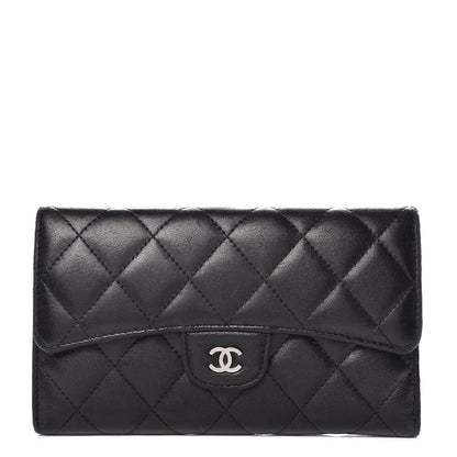 Chanel Lambskin Quilted Large Flap Wallet Black 1 of 10