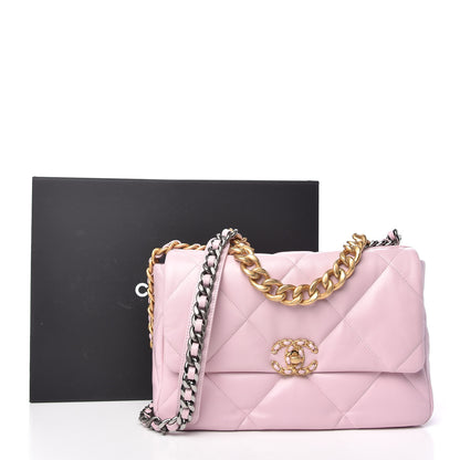 Chanel Lambskin Quilted Large Chanel 19 Flap Light Pink 10 of 10