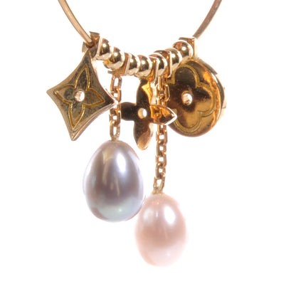 Louis Vuitton 18k Yellow Gold Pearl Monogram Hoop Earrings 10 of 11