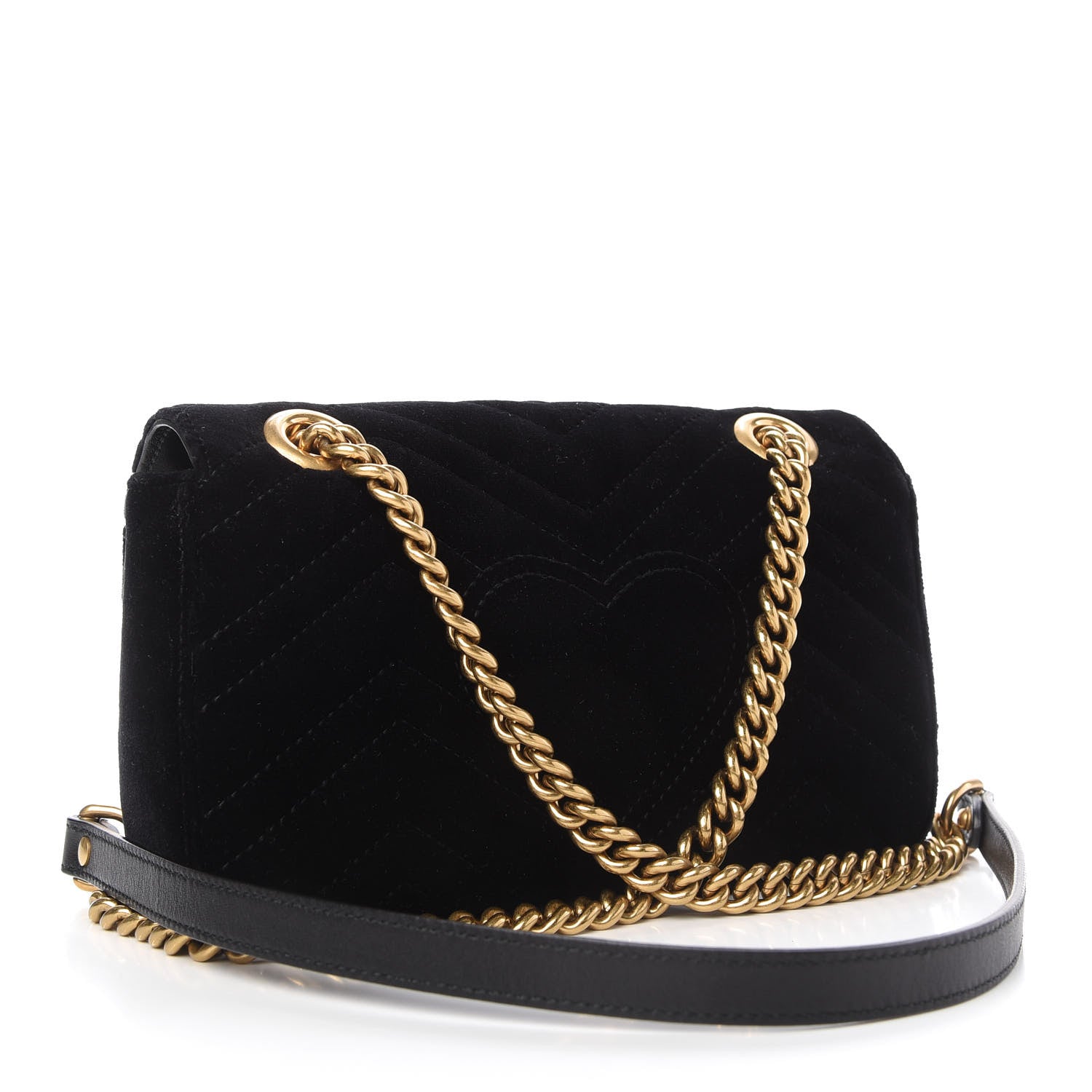 Gucci Velvet Matelasse Mini GG Marmont Shoulder Bag Black 3 of 11