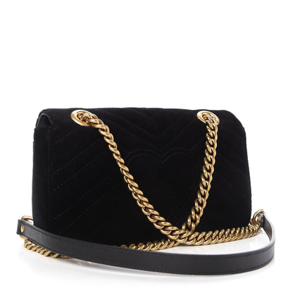 Gucci Velvet Matelasse Mini GG Marmont Shoulder Bag Black 3 of 11