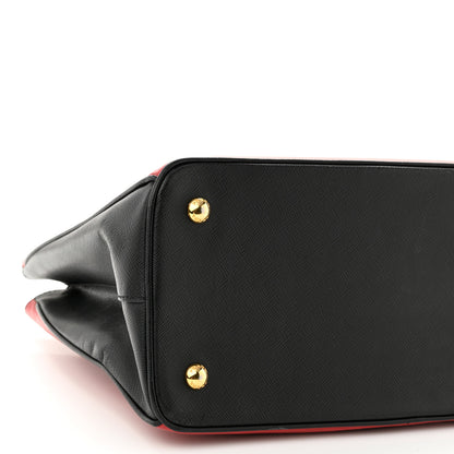 Prada Saffiano Bi-Color Medium Galleria Double Zip Tote Rosso Black 8 of 13