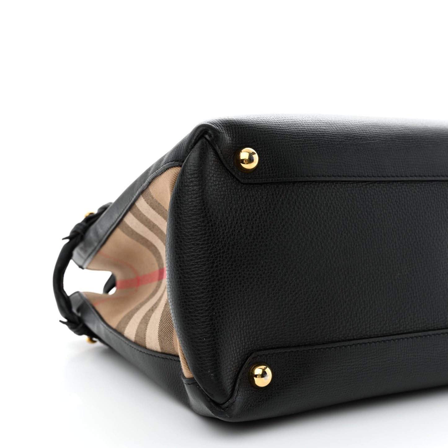 Grainy Calfskin House Check Large Banner Tote Black