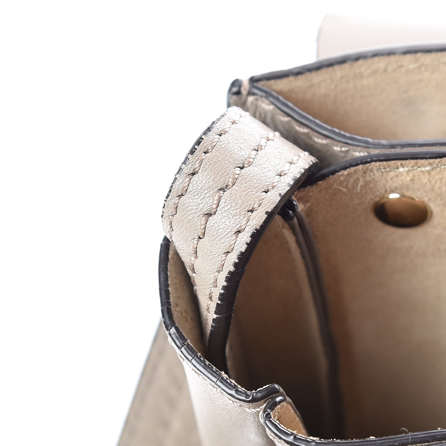 Suede Calfskin Small Faye Shoulder Bag Motty Grey