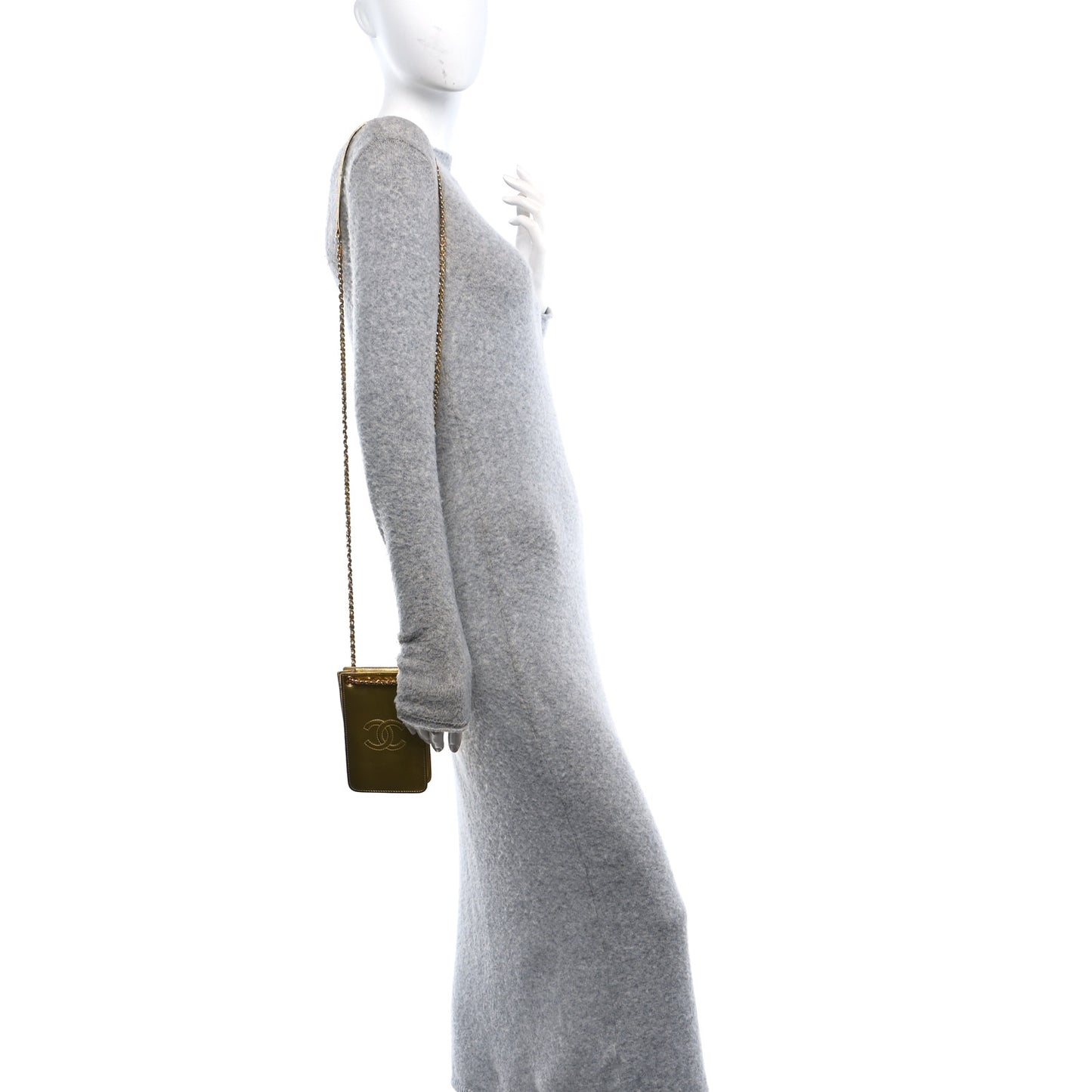 Patent Crossbody CC Phone Holder Gold