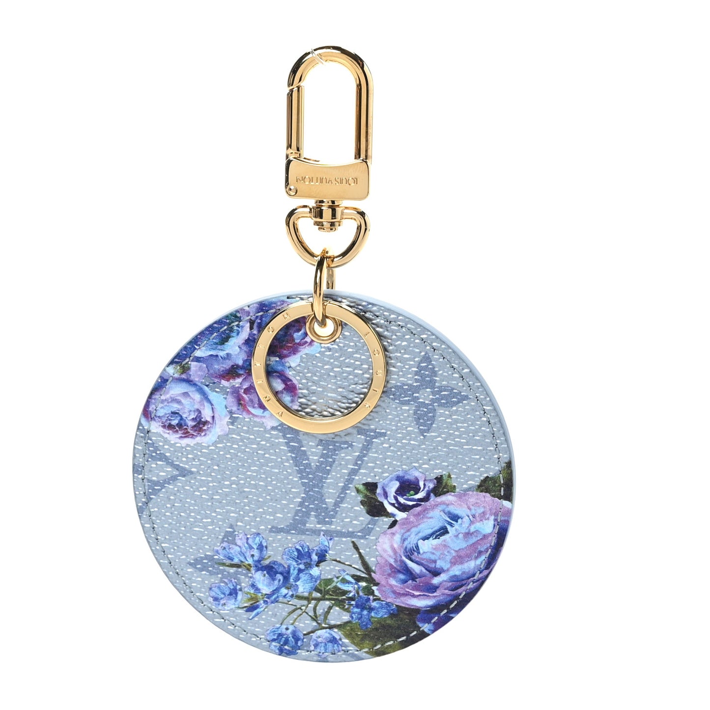 Metallic Monogram LV Garden Illustre Bag Charm Key Ring Blue